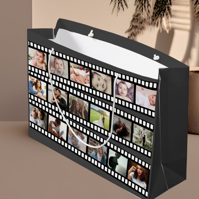 Sacola Para Presentes Grande Foto Collage Film Strip Personalizada DIY Personal (Criador carregado)