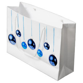 Sacola Para Presentes Grande Foto das bolas de decoração de Natal Azul