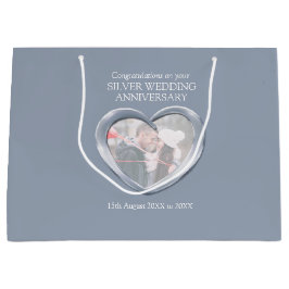 Sacola Para Presentes Grande Foto de aniversário de casamento de Silver 25