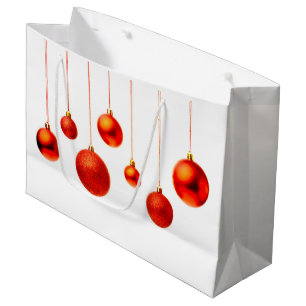 Sacola Para Presentes Grande Foto de decoração de Red Christmas Balls