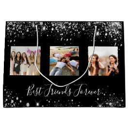 Sacola Para Presentes Grande Foto do aniversário da relâmpago de prata preta do