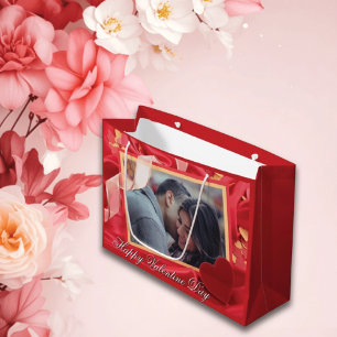 Sacola Para Presentes Grande Foto do Dia dos Namorados Felizes Personalizada