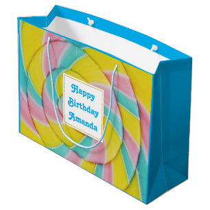 Sacola Para Presentes Grande Foto do Pastel Rainbow Spiral Candy