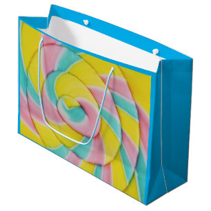 Sacola Para Presentes Grande Foto do Pastel Rainbow Spiral Candy