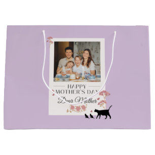 Sacola Para Presentes Grande Foto e Dia de as mães personalizados roxo