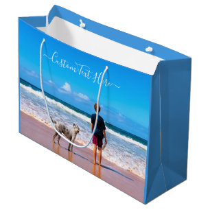Sacola Para Presentes Grande Foto e texto personalizados - seu próprio Design