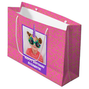 Sacola Para Presentes Grande Foto para Crianças Personalizadas Feliz Aniversári