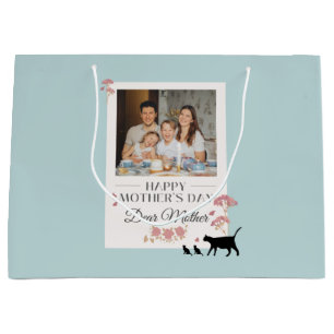 Sacola Para Presentes Grande Foto personalizada e Dia de as mães do Sky Blue