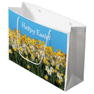 Sacola Para Presentes Grande Fotografia Floral de Daffodils De Dois Tons Incrív
