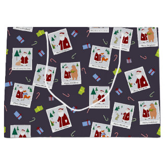 Sacola Para Presentes Grande Fotos com bolsa de presente de Papais noeis