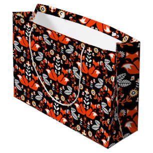 Sacola Para Presentes Grande Fox Nordic Scandinavian Folart Tablecloth
