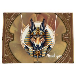 Sacola Para Presentes Grande Fox Retrato de Steampunk Anubis