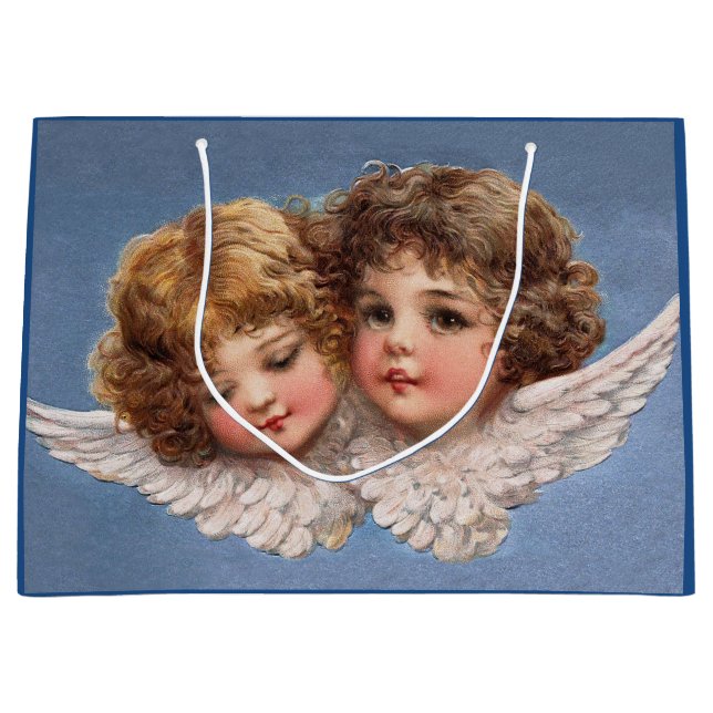 Sacola Para Presentes Grande Frances Brundage: Casal 1 do anjo (Frente)