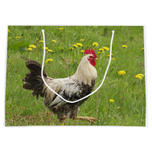 Sacola Para Presentes Grande frango, galo, galo, animal, ave, fazenda, agricult