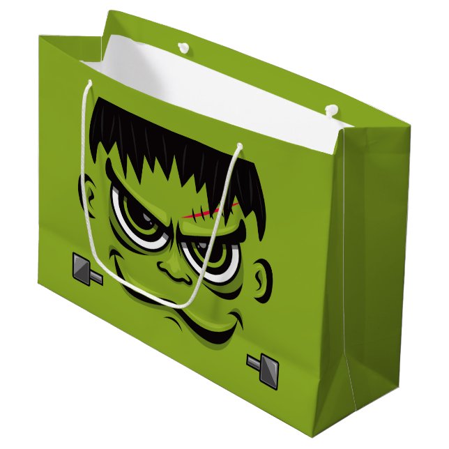 Sacola Para Presentes Grande Frankenstein Halloween Face (Frente inclinada)