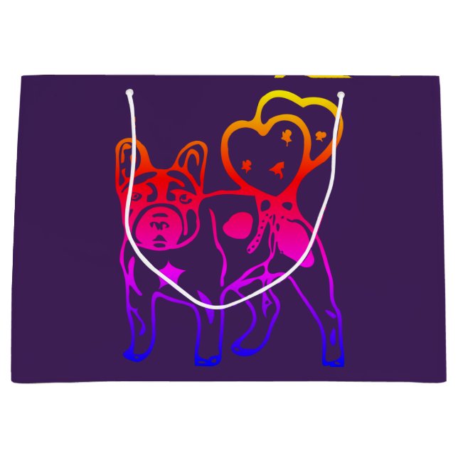 Sacola Para Presentes Grande Französische Bulldoggen und Mastiff Geschenktüte (Frente)