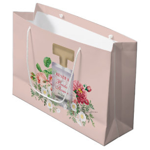 Sacola Para Presentes Grande Frasco de Perfume Rosa Bege Chuveiro de Noiva Flor