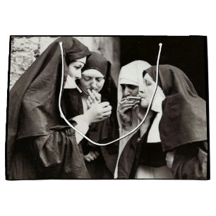 Sacola Para Presentes Grande Freiras Fumando Foto Vintage