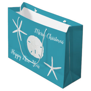 Sacola Para Presentes Grande Frio Azul Teal Natal Grande Folha de Presente