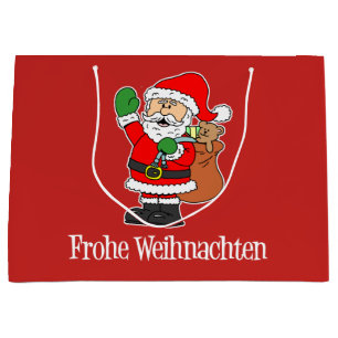 Sacola Para Presentes Grande Frohe Weihnachten Papais noeis alemão Feliz Natal