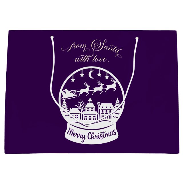 Sacola Para Presentes Grande From Santa With Love Snow Globe Santa (Frente)