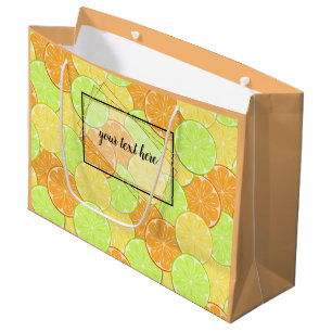 Sacola Para Presentes Grande Fruta personalizada da fruta do limão do limão