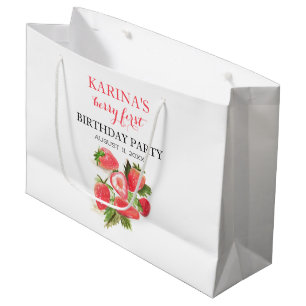 Sacola Para Presentes Grande Fruta Strawberry primeiro aniversario Summer