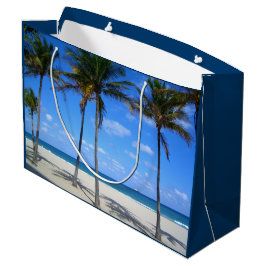 Sacola Para Presentes Grande Ft Lauderdale Florida Sand Beach & Palm Trees