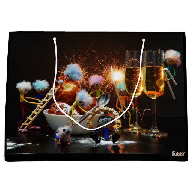 Sacola Para Presentes Grande Fubby's met Jaarwisseling bij feestdagen. (Frente)