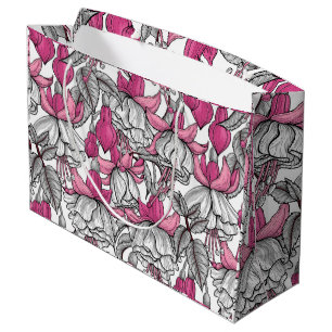 Sacola Para Presentes Grande Fúcsia em branco e rosa