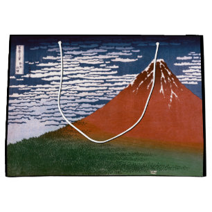 Sacola Para Presentes Grande Fuji Vermelha, Vulcão Aka Fujiyama Katsushika Hoku