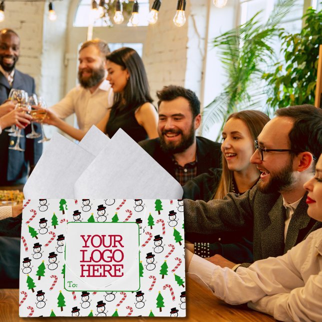 Sacola Para Presentes Grande Funcionário de árvore de Natal de doce de neve (Criador carregado)