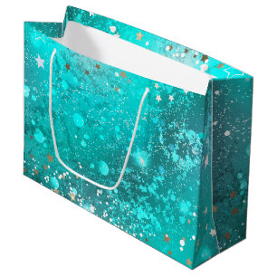 Sacola Para Presentes Grande Fundo do Mint Turquoise Foil