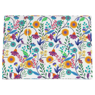 Sacola Para Presentes Grande Fundo Floral Exótico Colorido-23145