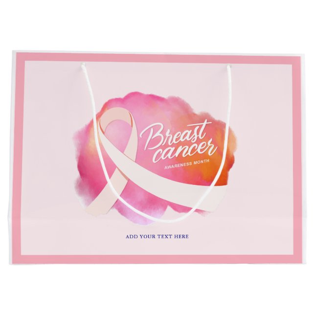 Sacola Para Presentes Grande Fundraiser de sensibilização para o Cancer, de fit (Verso)