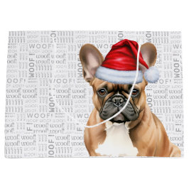 Sacola Para Presentes Grande Funny Christmas Dog Frenchie Lover Holiday