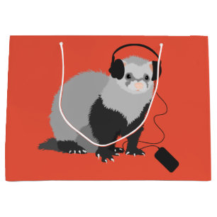 Sacola Para Presentes Grande Funny Ferret Music Lover