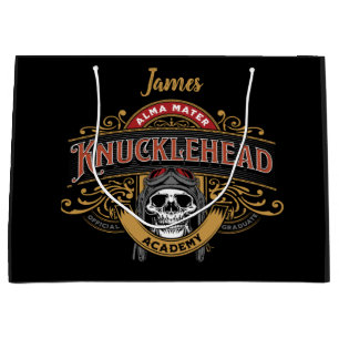 Sacola Para Presentes Grande Funny Vintage Knucklehead Academia Skull