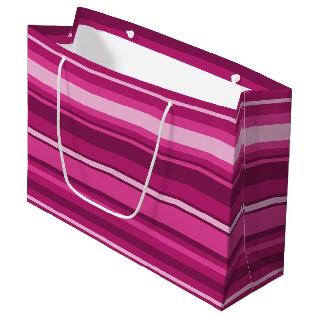 Sacola Para Presentes Grande Fuschia stripes (Frente inclinada)