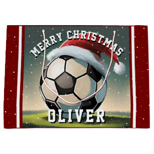 Sacola Para Presentes Grande Futebol de futebol - Bola Santa Hate - Natal