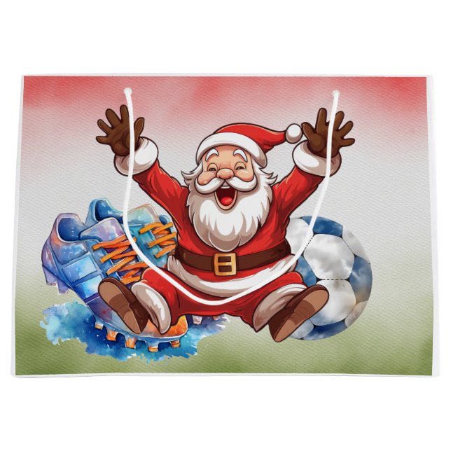 Sacola Para Presentes Grande Futebol de Natal temido Grande Saco do Presente (Frente)