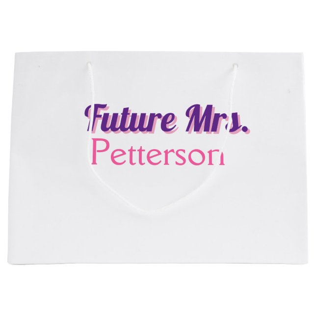 Sacola Para Presentes Grande Futuro nome da Sra adicionar nome da noiva parte d (Frente)