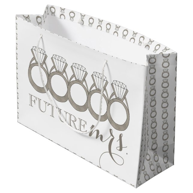 Sacola Para Presentes Grande Futuro SRA. Anel de Noivado Bride-a-Ser Diamante (Verso inclinado)