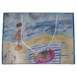 Sacola Para Presentes Grande Gaivotas Na Praia