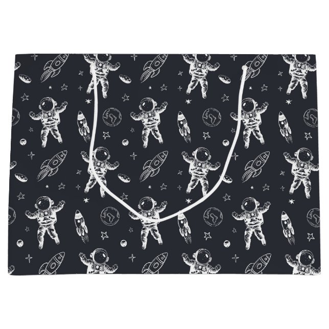 Sacola Para Presentes Grande Galáxia Espacial e Planeta (Frente)