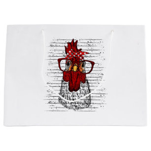 Sacola Para Presentes Grande Galinha com bandana e óculos bonitos