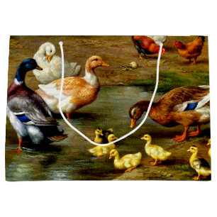 Sacola Para Presentes Grande Galinhas, Patos E Patos Na Fazenda