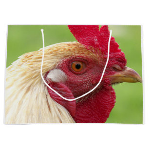 Sacola Para Presentes Grande galo, galinha, animal, ave, design, fazenda,