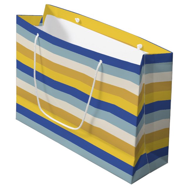 Sacola Para Presentes Grande Gamas de ouro amarelo-azul moderno Hanukkah (Frente inclinada)