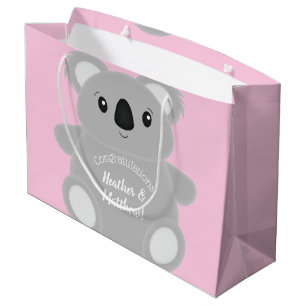 Sacola Para Presentes Grande Garota de Chá de fraldas do Urso Koala
